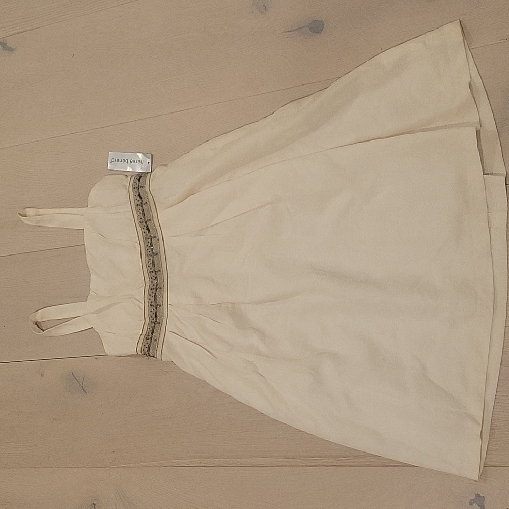Harvé Bernard Cream Embellished Empire Waist dress